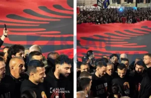 Ledri Vula shfaqet në protestën në Prishtinë i shoqëruar me djemtë e ish-krerëve të UÇK-së